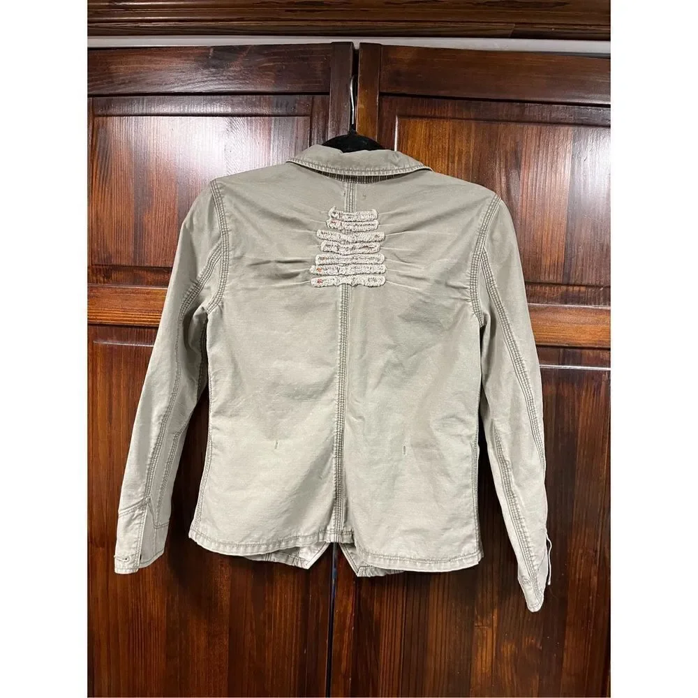 Free People Military Green Cropped Jacket size 4 - Picture 9 of 12